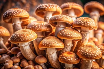 Obraz premium Shiitake Mushrooms Closeup Nature Photography