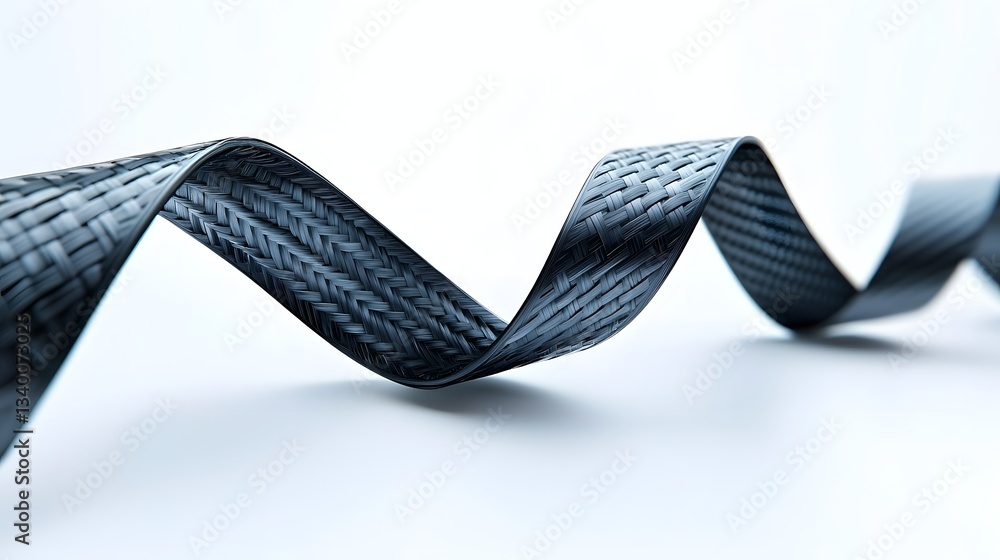 Poster captivating image showcasing the elegant sculptural interplay of carbon fiber strands twisting and c