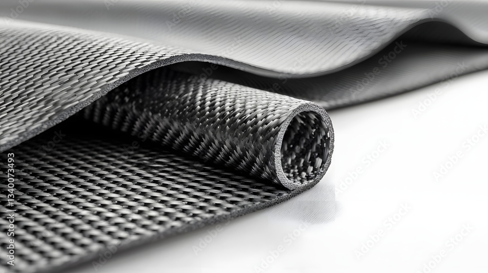 Fototapete close up of a complex intricately woven carbon fiber material showcasing the strong resilient and ge