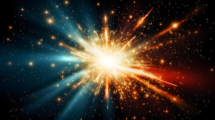 Naklejka premium Dramatic portrayal of a star bursting brilliantly in the night sky representing a classical nova event illuminating the universe.