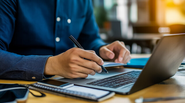 Worker Uses Digital Notebook in Office