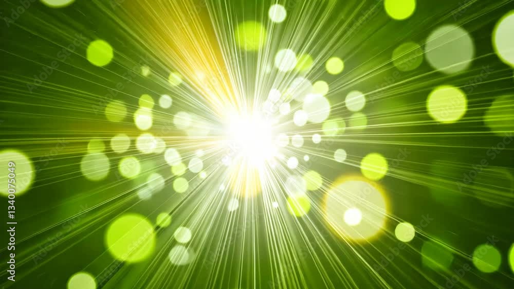 Aufkleber bright green abstract background with luminous particles creating a vibrant burst of light
