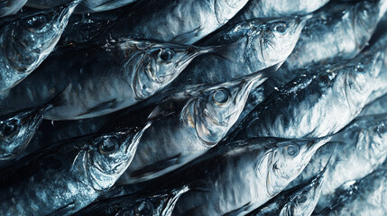 Fototapeta premium Photo with a large number of fish filling the background with no margins 