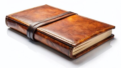 Obraz premium Elegant Brown Leather Journal Cover - Isolated Stock Photo