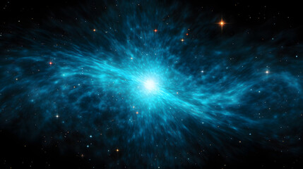 Stunning blue nebula with ethereal clouds of gas and dust illuminated by stars creating a cosmic and dreamlike atmosphere.