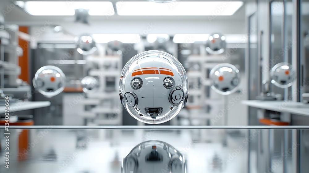 Poster Close up view of an advanced robotic component or sensor in a high tech sterile laboratory environment showcasing the precision and complexity of modern technological innovations