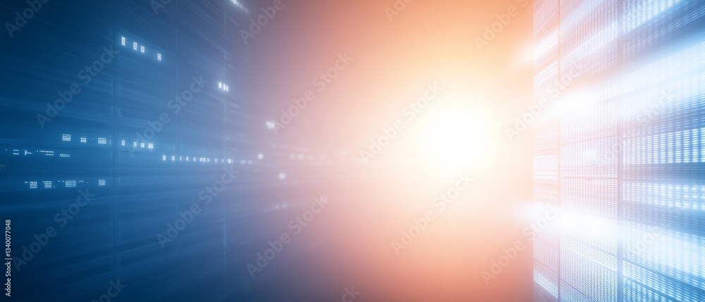 Aufkleber a vibrant abstract image featuring light beams and digital effects, creating a sense of depth and mo