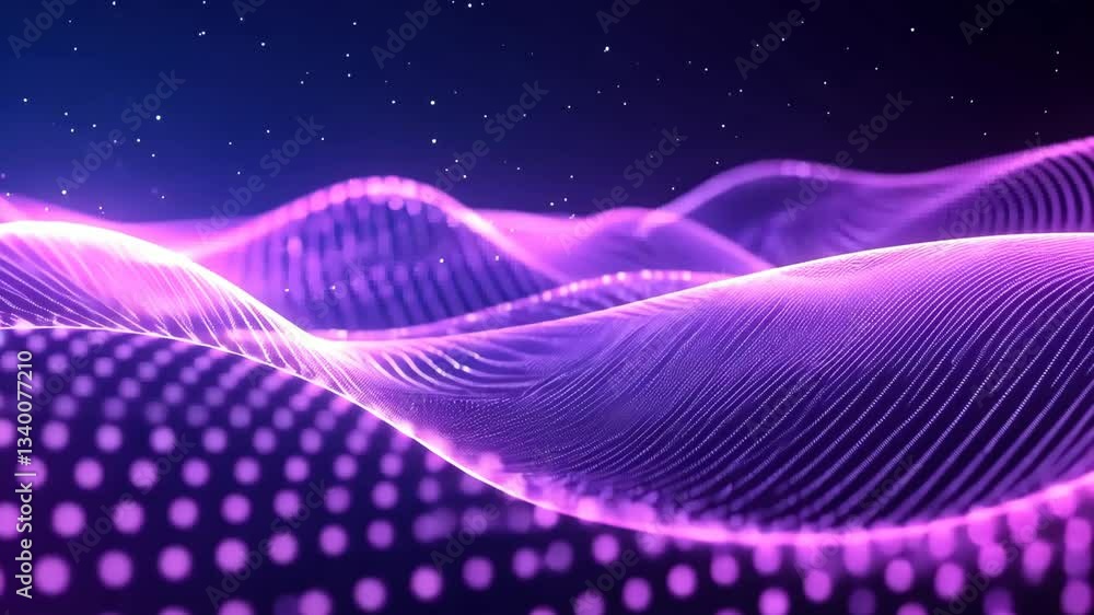 Poster colorful abstract waves with glowing patterns create dynamic visual effects and depth in a digital l