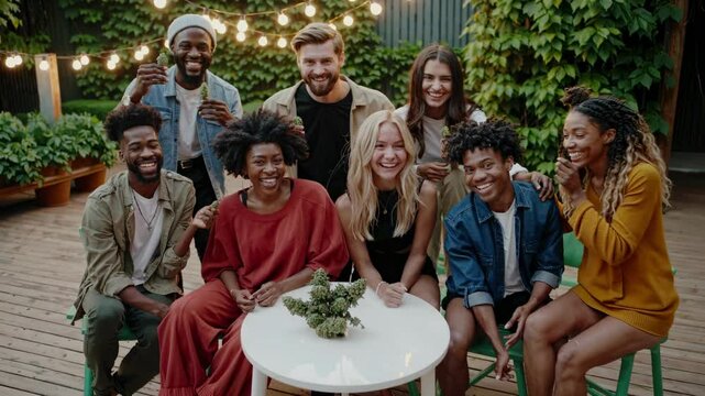 Diverse Group Celebrating Cannabis Harvest and End of Flowering Stage