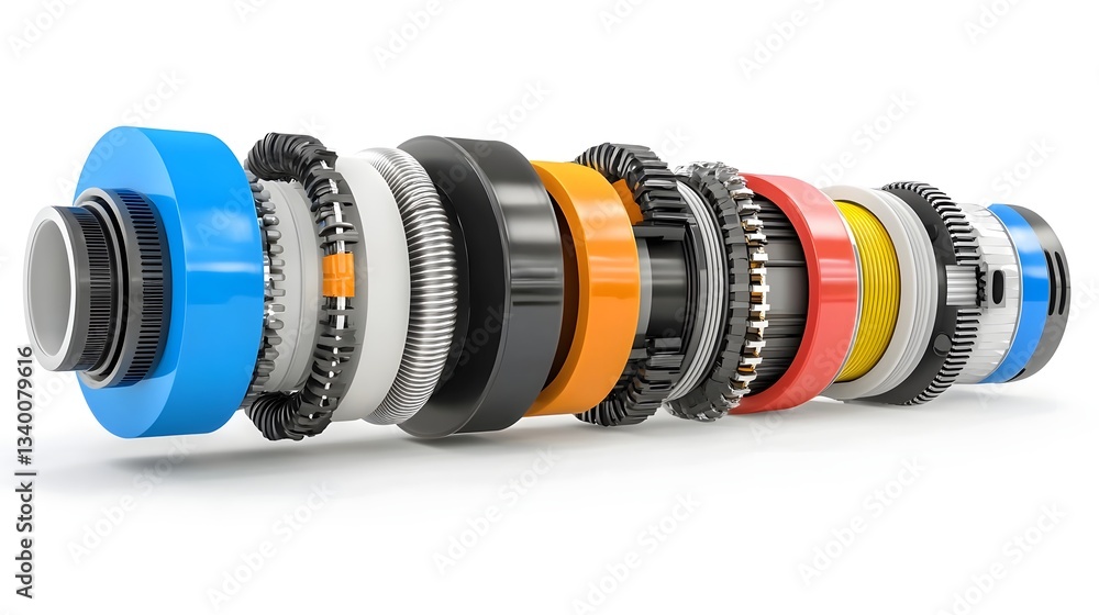 Leinwandbilder Detailed cross section view of a complex multi layered pipe system with various components and materials