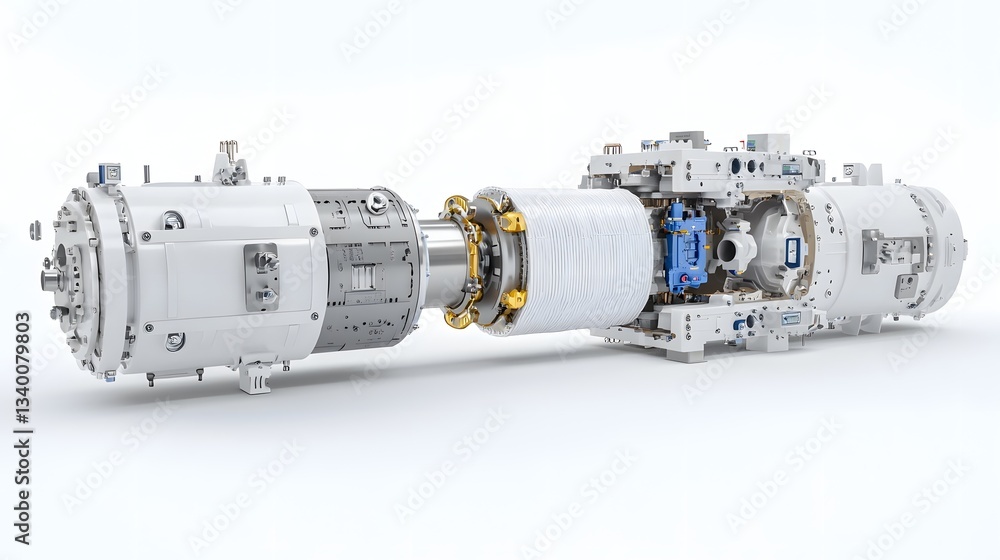 Poster Detailed cross section view of an insulated gas pipeline with various mechanical components and inner workings visible