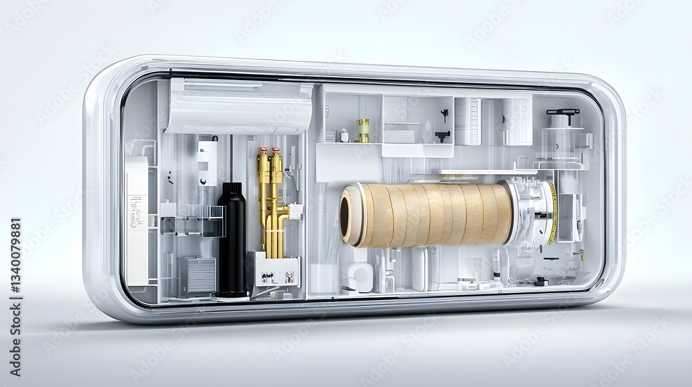 Poster detailed cross sectional view of the internal structure and components of an insulated gas pipe agai
