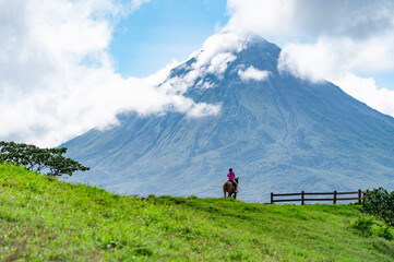 horse riding in front of the volcano © nd700
