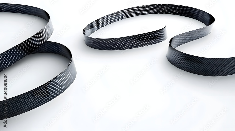 Poster graceful futuristic looking carbon fiber curves forming a dynamic abstract composition on a clean mi