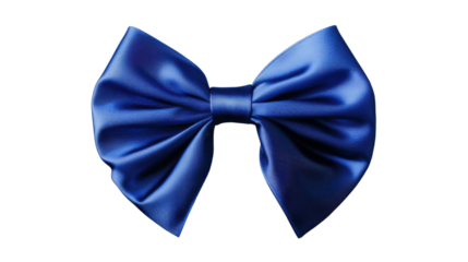 Big elegant blue bow isolated on transparent background