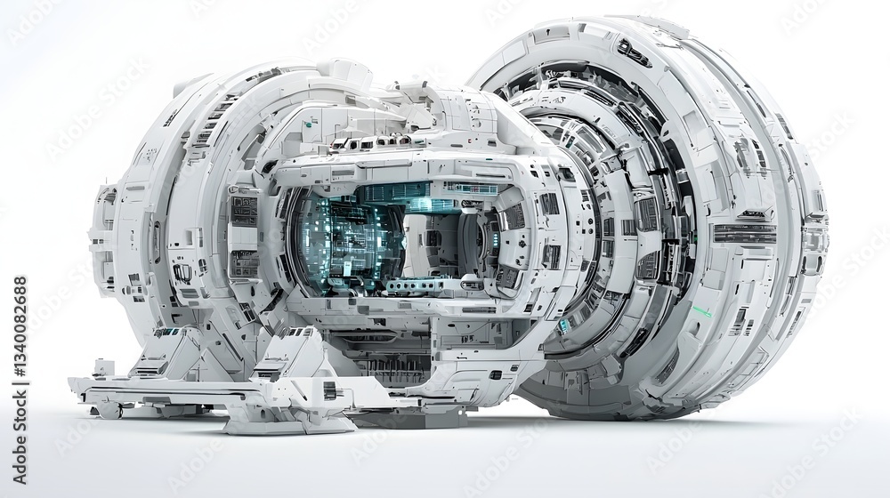 Poster Intricate concept depicting an advanced futuristic laboratory with complex multilayered and equipment suggesting the of unknown technologies and scientific potential