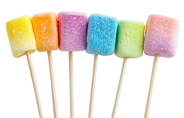 Colorful Sugar-Coated Marshmallow Candy on Sticks