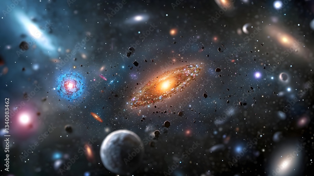 Poster Mysterious cosmic signals emanating from the depths of distant galaxies hinting at the enigmatic wonders of the universe