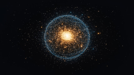 Fototapeta premium Cosmic Glow: An abstract digital depiction of a luminous celestial body, radiating an aura of mystery and wonder against a backdrop of a star field. 
