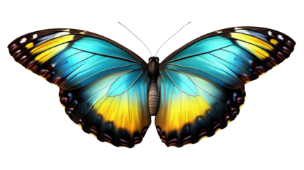 Beautiful butterfly with blue and yellow wings