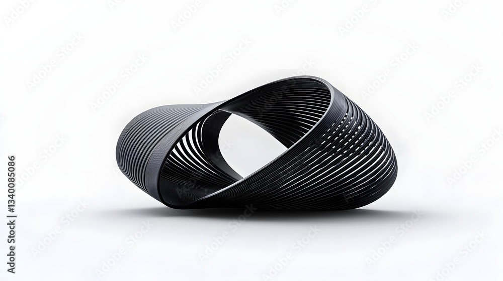 Aufkleber Sculptural interpretation of carbon fiber layers intertwining to form a protective abstract shell like structure on a minimalist white background