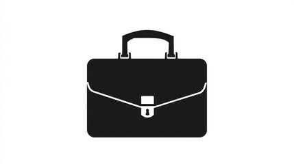 Black solid briefcase pictogram on white, business or professional content
