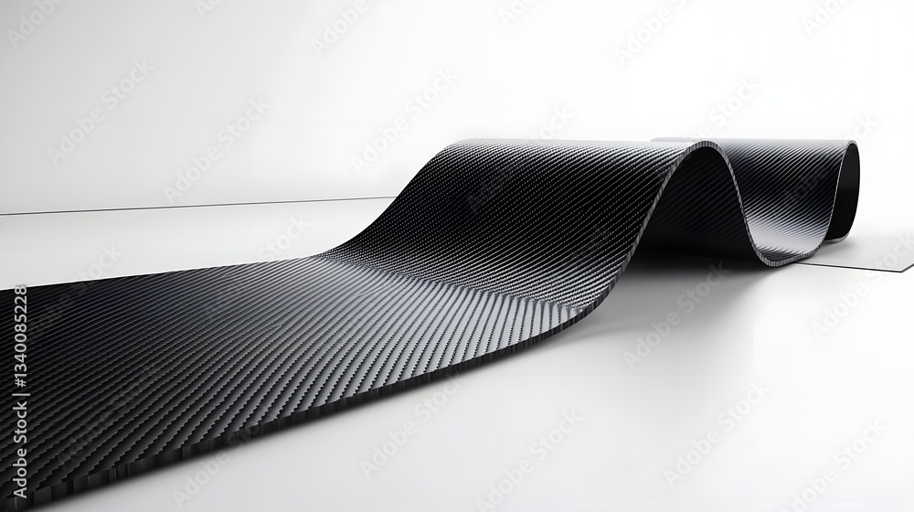 Poster sleek and dynamic carbon fiber texture with a minimalist futuristic aesthetic on a clean white backd