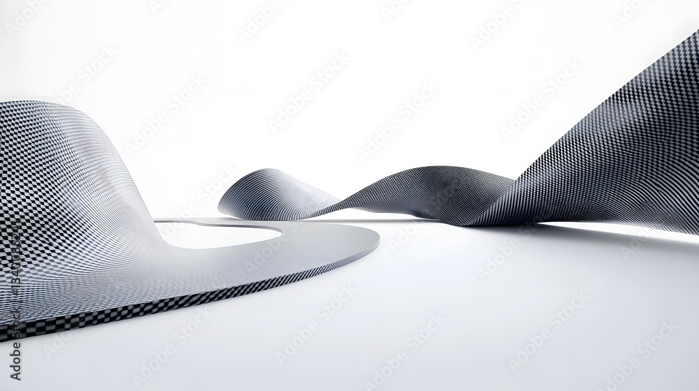 Poster Sleek and elegant carbon fiber material forming abstract shapes and patterns representing the versatility and advanced nature of this modern industrial material