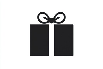 Black solid gift icon on a white background. Suitable for shopping and gift-giving content