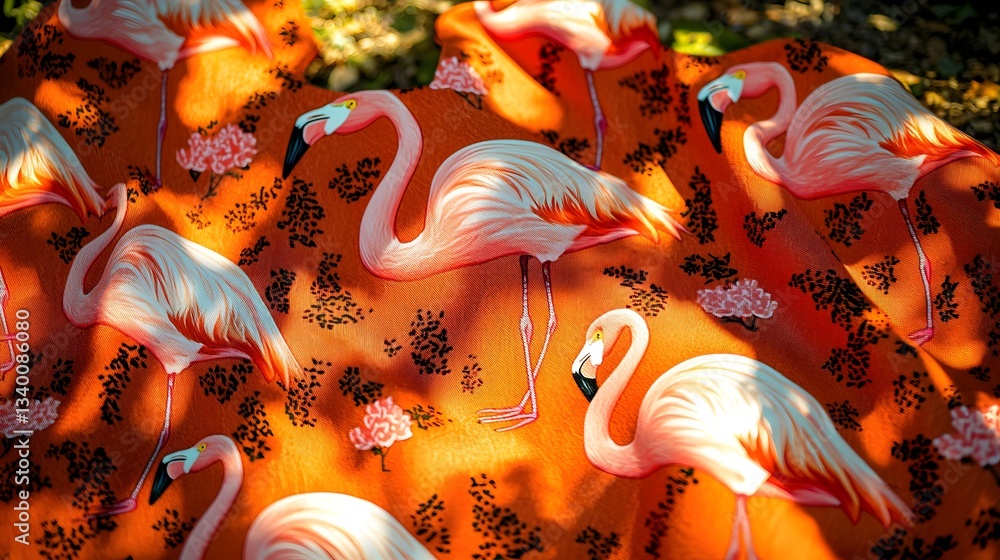 Poster vibrant group of flamingos displaying their unique colors and patterns in a beautiful natural settin