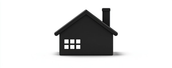 Black solid house icon on white background. Suitable for real estate and home-related content