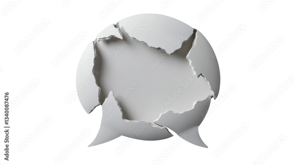 Aufkleber broken speech bubble showing loss of communication on transparent background