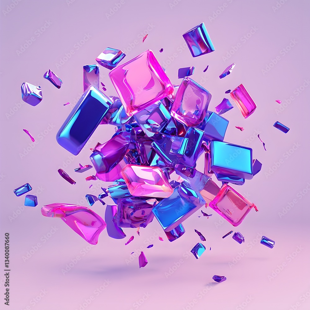 Poster collection of colorful cubes arranged in a striking display showcasing vibrant geometric shapes in a