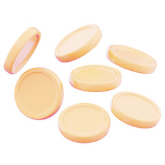 Falling cash and coins icon illustration. Concept of digital currency symbol with coin. Finance savings with floating money and coins 3d render illustration image