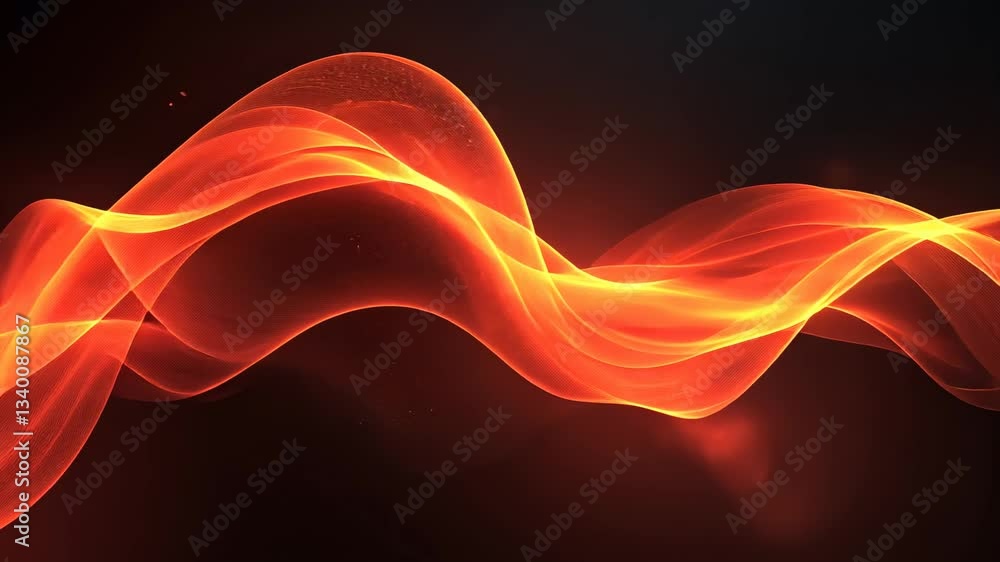 Aufkleber abstract digital animation of glowing red and orange wavy lines against a dark background showing dy