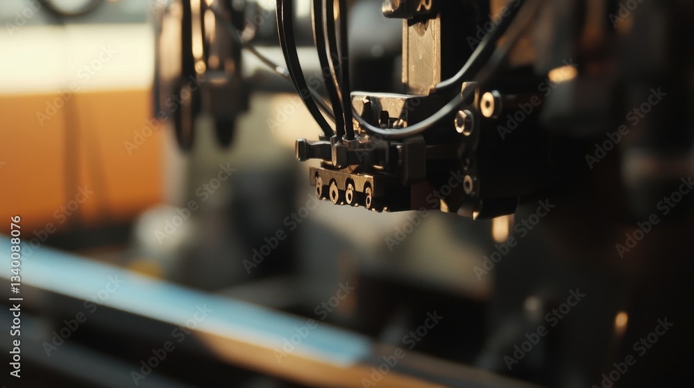 Poster close view of a machines head with multiple nozzles