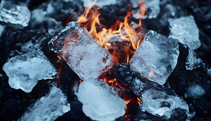 Fototapeta premium Juxtaposition of Fire and Ice: A Captivating Display of Contrasting Elements