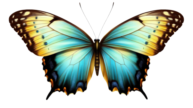Beautiful butterfly with blue and yellow wings