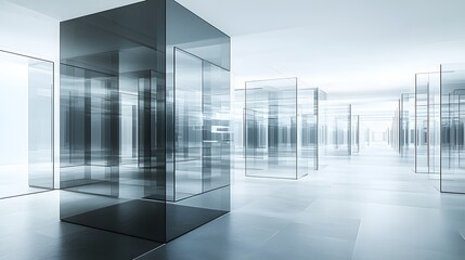 Obraz premium Open room with glass walls showcasing stunning views and allowing natural light to flood the interior space