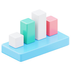 Naklejka premium Modern market growth statistics chart icon illustration. Concept of business presentation financial data graph 3d render illustration image