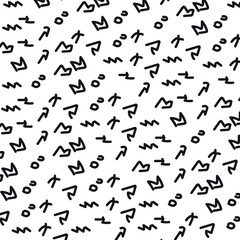 Small, jagged, different dashes and lines create texture.