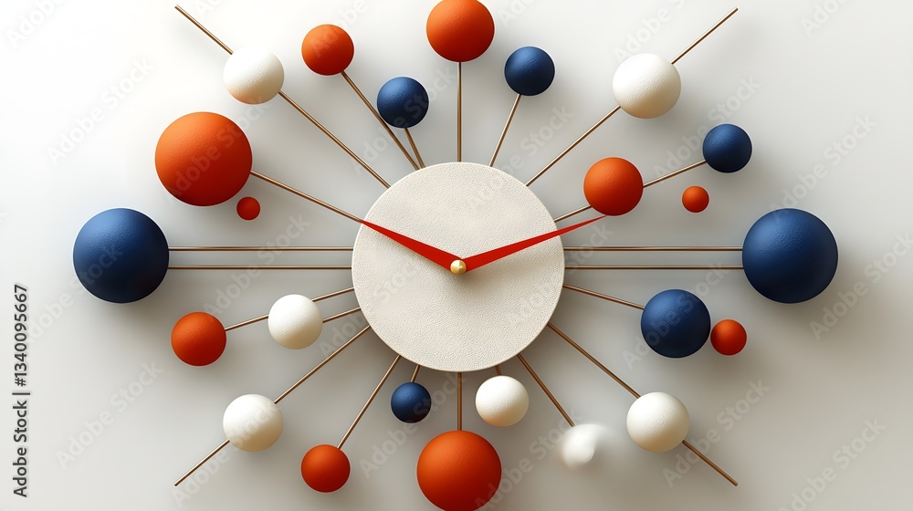 Poster creative wall clock featuring balls and a pixel art pattern offering a unique and playful design ele