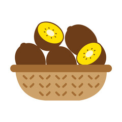 골드 키위 바구니 벡터 일러스트