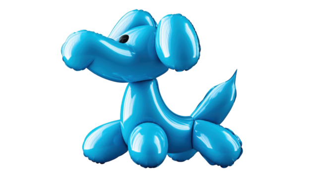Blue balloon dog sculpture on transparent background - Powered by Adobe
