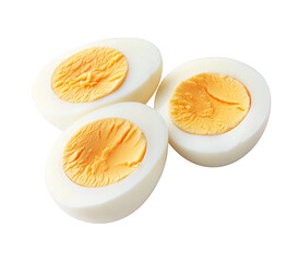 Fresh Boiled Eggs Halves on White Background