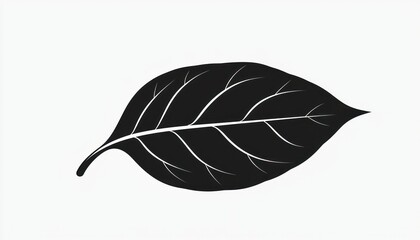 Solid black leaf icon, eco-friendly or nature visuals