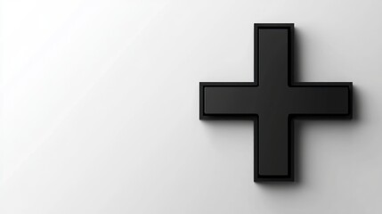 Obraz premium Solid black medical cross icon on white background. Ideal for healthcare signage