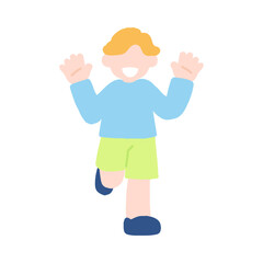 楽しそうに走るこども(男の子)のフラットなイラスト
