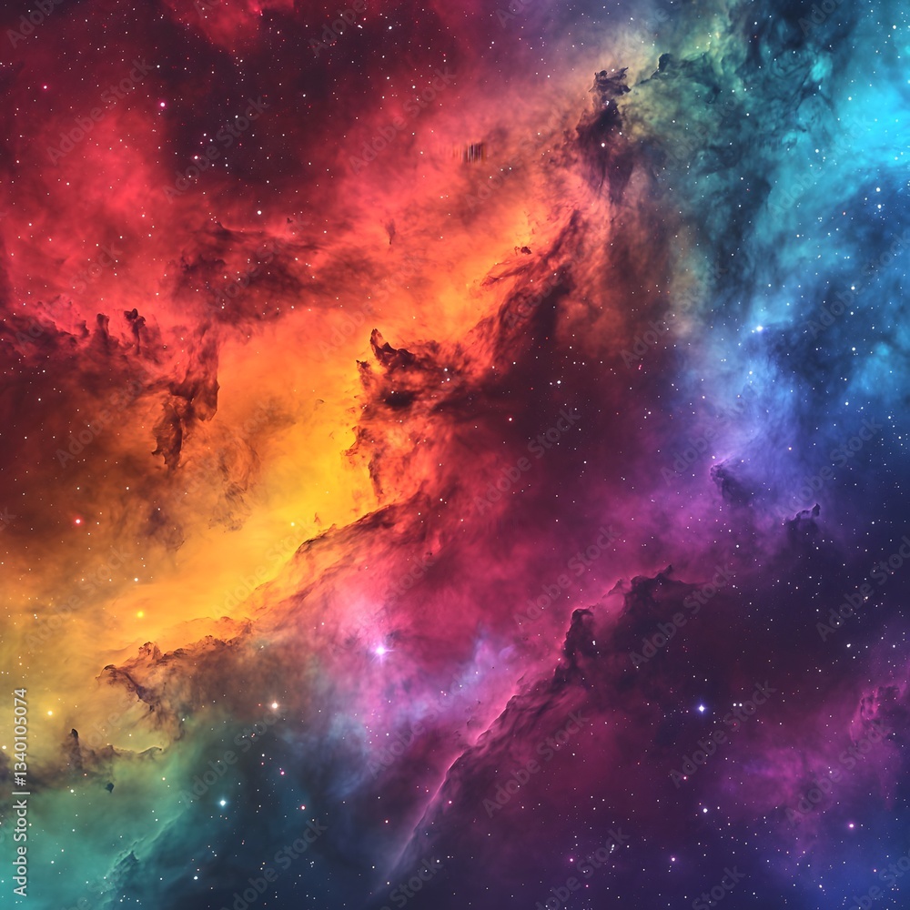 Poster colorful nebula space background featuring vibrant swirls of cosmic colors and captivating celestial
