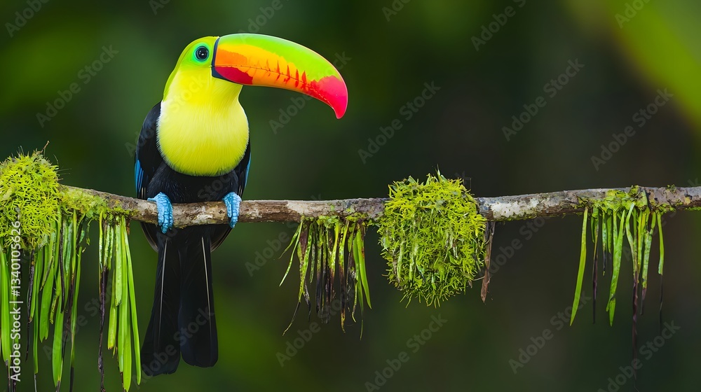 Aufkleber a colorful toucan perched on a branch displaying its bright feathers and curious expression in its n